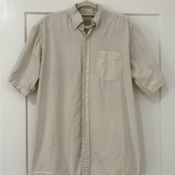 L.L. Bean Cream Casual Button Down Shirt, Size XL - Picture 2 of 5